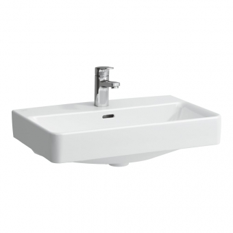 Praustuvas Laufen PRO S Compact 600x380x95 mm, šlifuota apačia, su 1 anga maišytuvui viduryje 